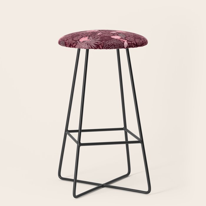 Forest Full of Wild Mushrooms in Burgundy & Peach Stool Gallery Image 1
