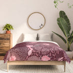 Forest Full of Wild Mushrooms in Burgundy & Peach Comforter Gallery Image 3