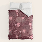 Forest Full of Wild Mushrooms in Burgundy & Peach Comforter Gallery Image 6