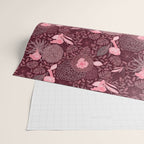 Forest Full of Wild Mushrooms in Burgundy & Peach Wrapping Paper Gallery Image 2