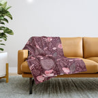 Forest Full of Wild Mushrooms in Burgundy & Peach Throw Blanket Gallery Image 1