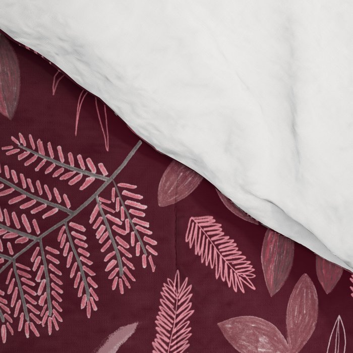 Forest Full of Wild Mushrooms in Burgundy & Peach Comforter Gallery Image 4
