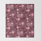 Forest Full of Wild Mushrooms in Burgundy & Peach Throw Blanket Gallery Image 2
