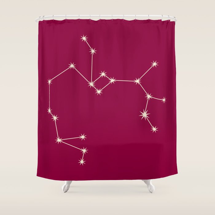 Sagittarius Zodiac Star Constellation Line Art Magenta Pink Shower Curtain Gallery Image 1