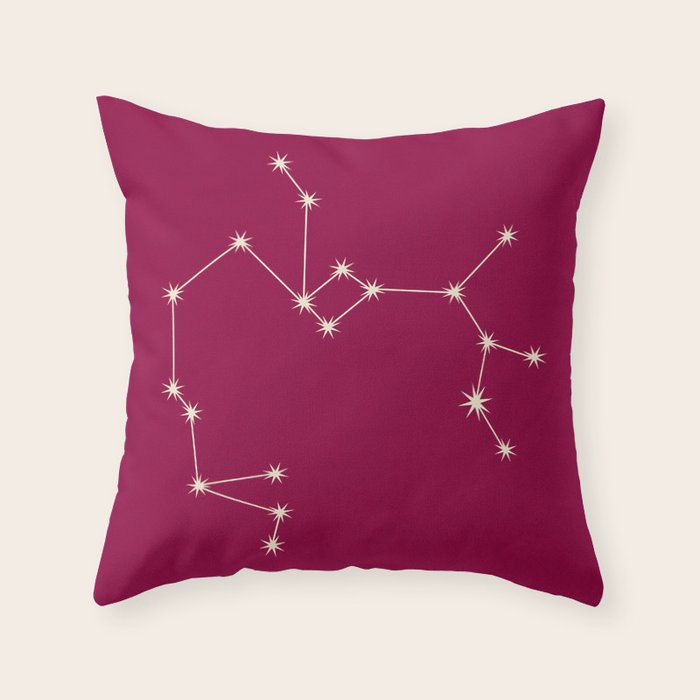 Sagittarius Zodiac Star Constellation Line Art Magenta Pink Throw Pillow Gallery Image 1