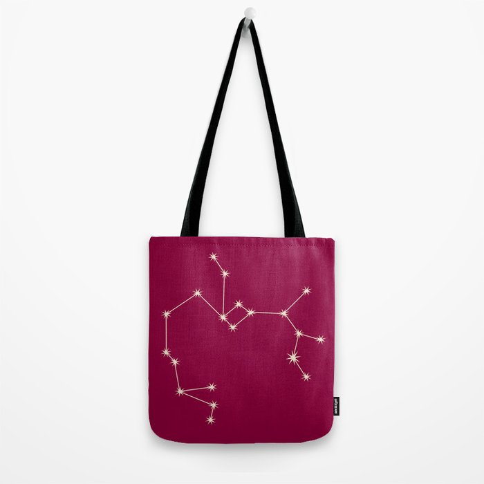 Sagittarius Zodiac Star Constellation Line Art Magenta Pink Tote Bag Gallery Image 2