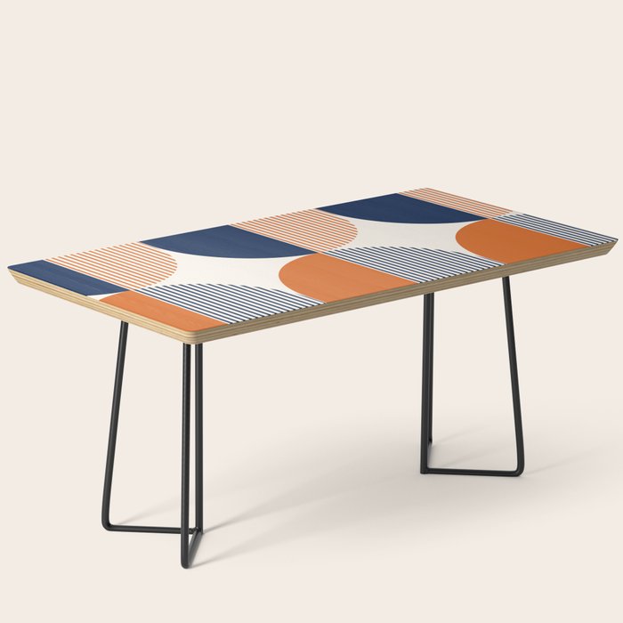 Abstraction Shapes 135 in Navy Blue Orange (Moon Phase Abstract)  Coffee Table Gallery Image 1