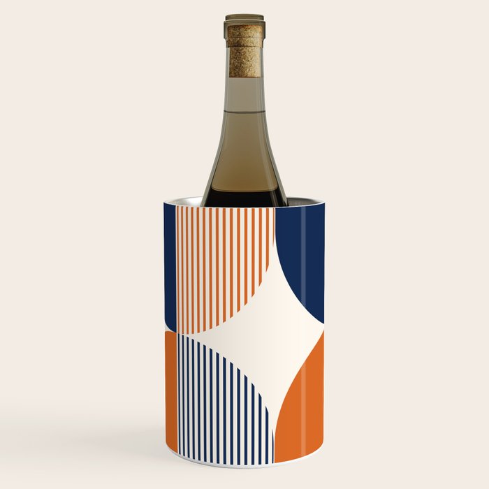 Abstraction Shapes 135 in Navy Blue Orange (Moon Phase Abstract)  Wine Chiller Gallery Image 2