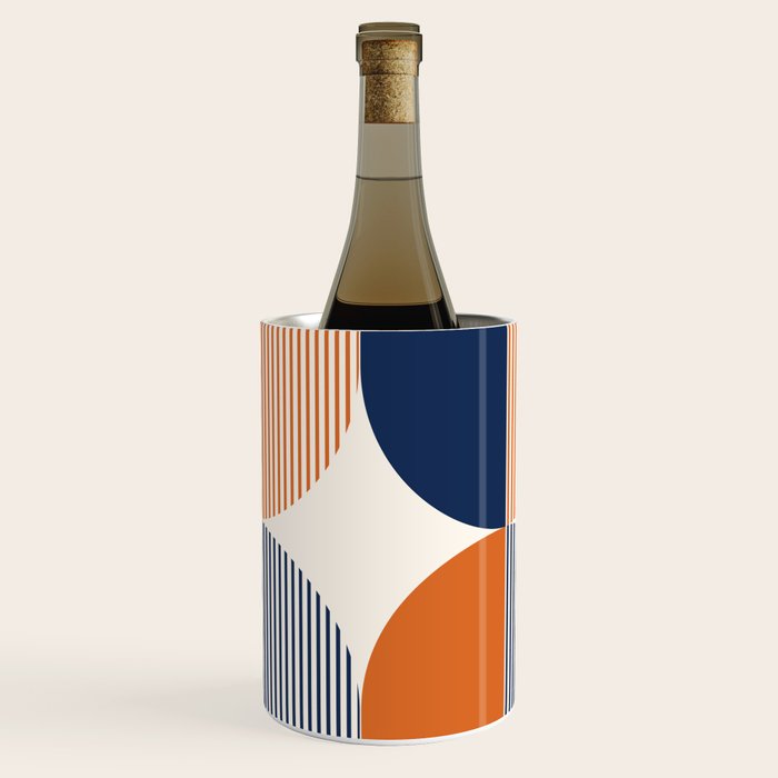 Abstraction Shapes 135 in Navy Blue Orange (Moon Phase Abstract)  Wine Chiller Gallery Image 3