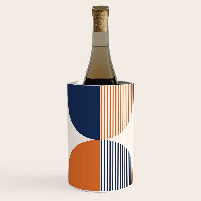 Abstraction Shapes 135 in Navy Blue Orange (Moon Phase Abstract)  Wine Chiller Gallery Image 1