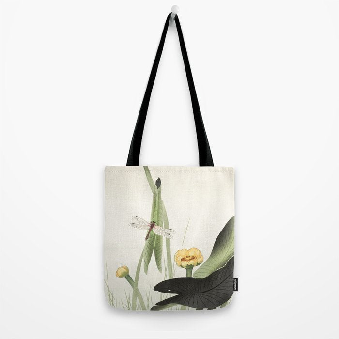 Dragonfly on Lotus Flower - Vintage Japanese woodblock print art Tote Bag Gallery Image 2