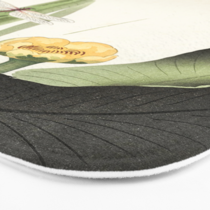 Dragonfly on Lotus Flower - Vintage Japanese woodblock print art Bath Mat Gallery Image 3