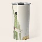 Dragonfly on Lotus Flower - Vintage Japanese woodblock print art Travel Mug Gallery Image 1