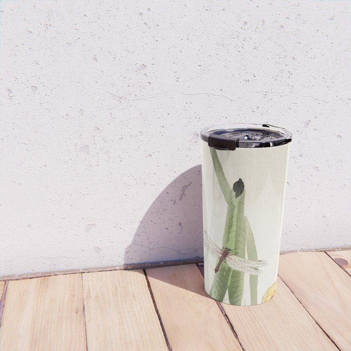 Dragonfly on Lotus Flower - Vintage Japanese woodblock print art Travel Mug Gallery Image 4