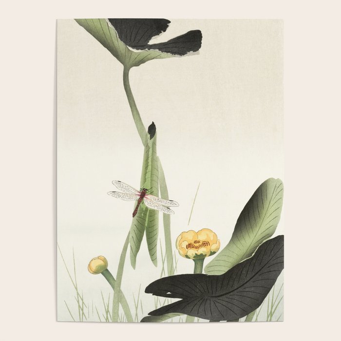 Dragonfly on Lotus Flower - Vintage Japanese woodblock print art Poster Gallery Image 4