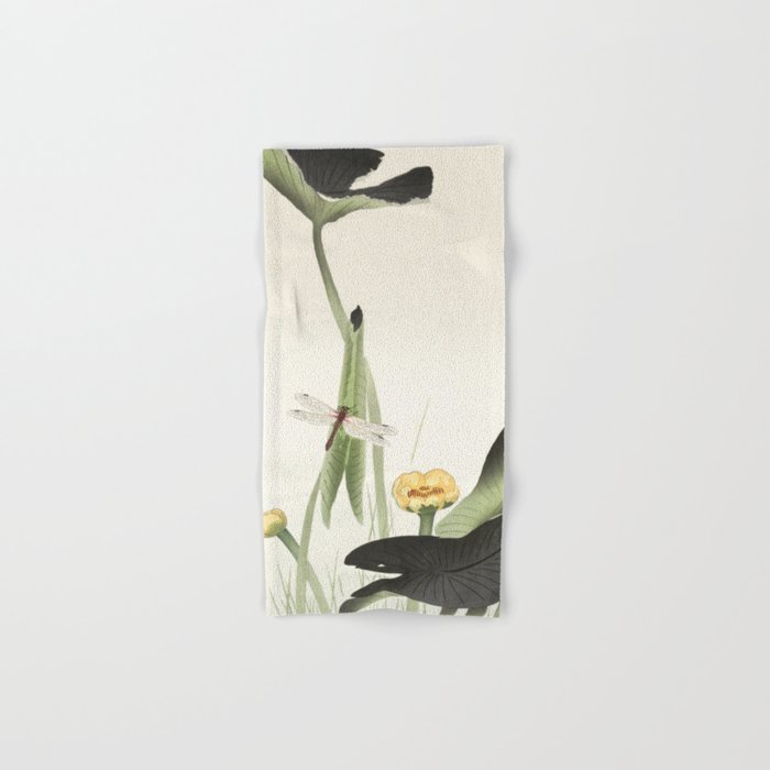 Dragonfly on Lotus Flower - Vintage Japanese woodblock print art Bath Towel Gallery Image 1
