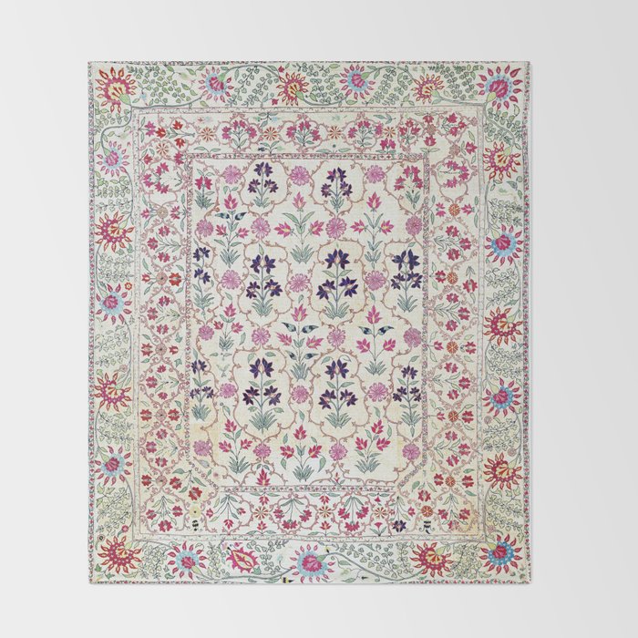 Ura Tube Suzani Uzbekistan Embroidery Print Throw Blanket Gallery Image 2