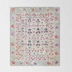 Ura Tube Suzani Uzbekistan Embroidery Print Throw Blanket Gallery Image 2