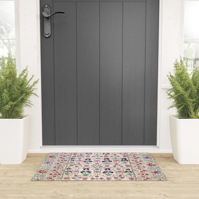 Ura Tube Suzani Uzbekistan Embroidery Print Welcome Mat Gallery Image 3