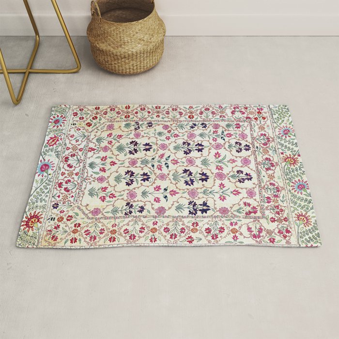 Ura Tube Suzani Uzbekistan Embroidery Print Rug Gallery Image 1