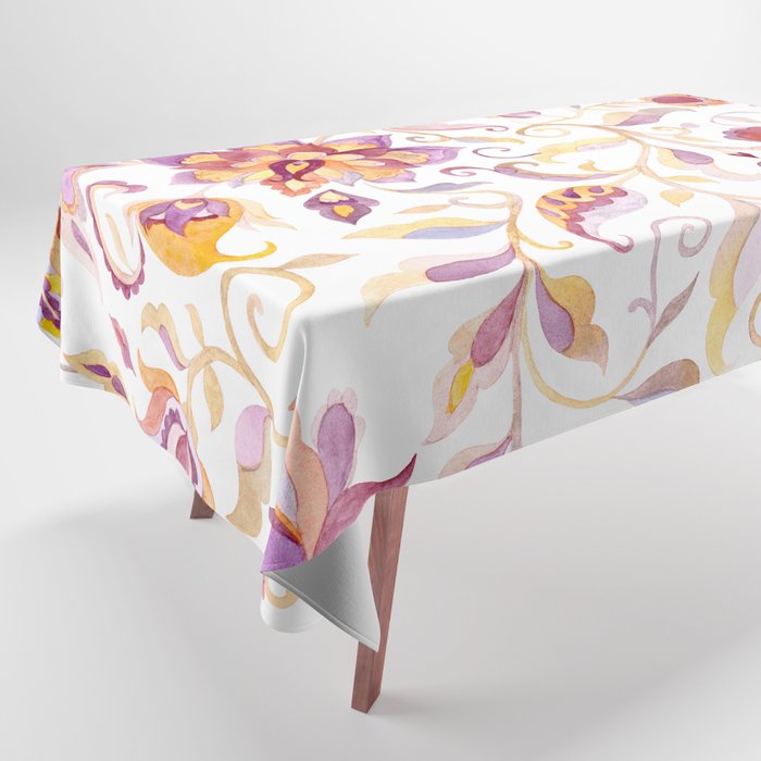 Exotic Oriental Chintz Peach Pink Floral Pattern Tablecloth Gallery Image 1
