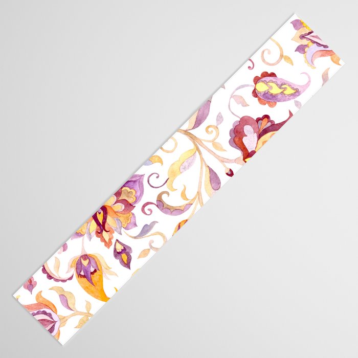 Exotic Oriental Chintz Peach Pink Floral Pattern Table Runner Gallery Image 3