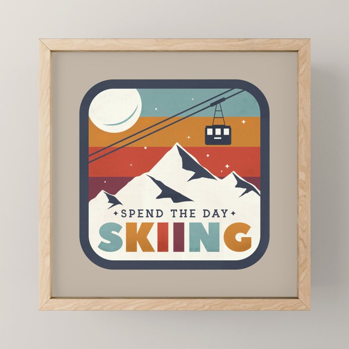 Spend The Day Skiing-Ski Badge Mini Art Print Gallery Image 1
