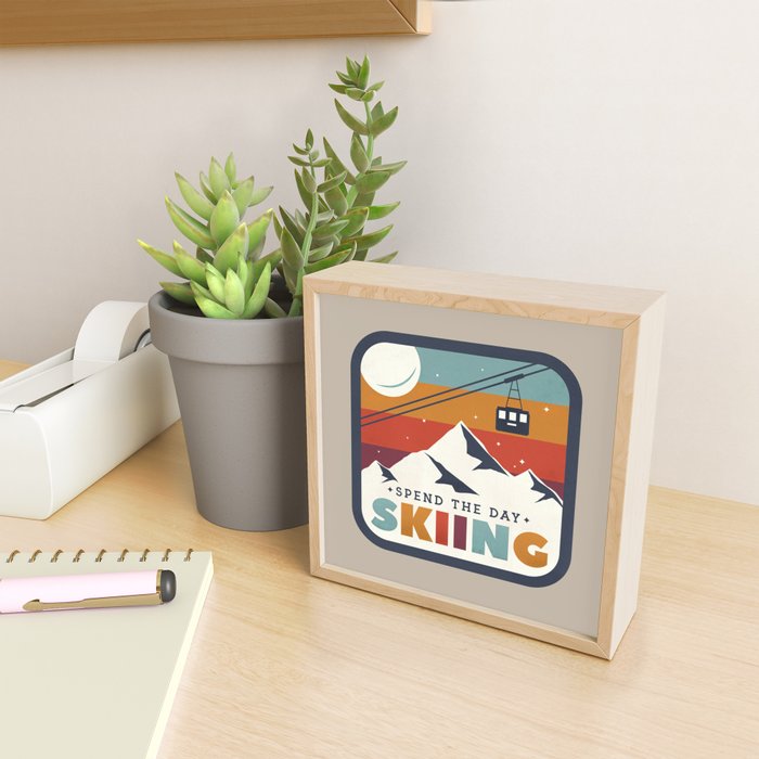 Spend The Day Skiing-Ski Badge Mini Art Print Gallery Image 2