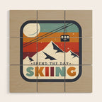 Spend The Day Skiing-Ski Badge Wood Wall Art Gallery Image 1