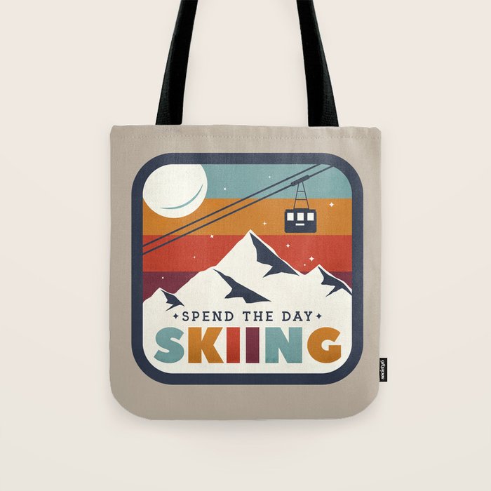 Spend The Day Skiing-Ski Badge Tote Bag Gallery Image 1