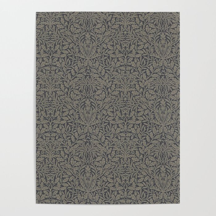 William Morris Acorn Pure Charcoal Gilver Poster Gallery Image 4