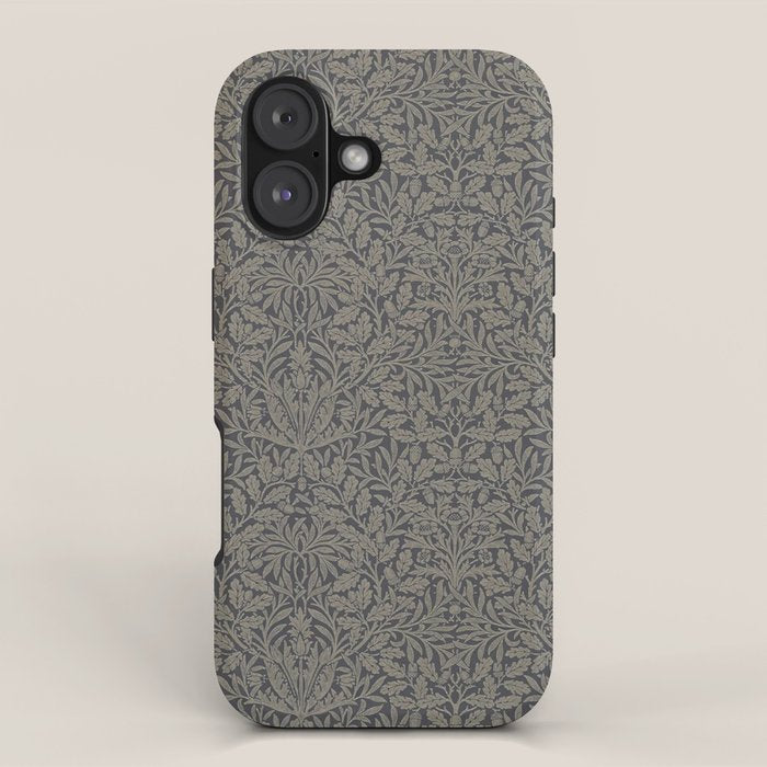 William Morris Acorn Pure Charcoal Gilver iPhone Case Gallery Image 1
