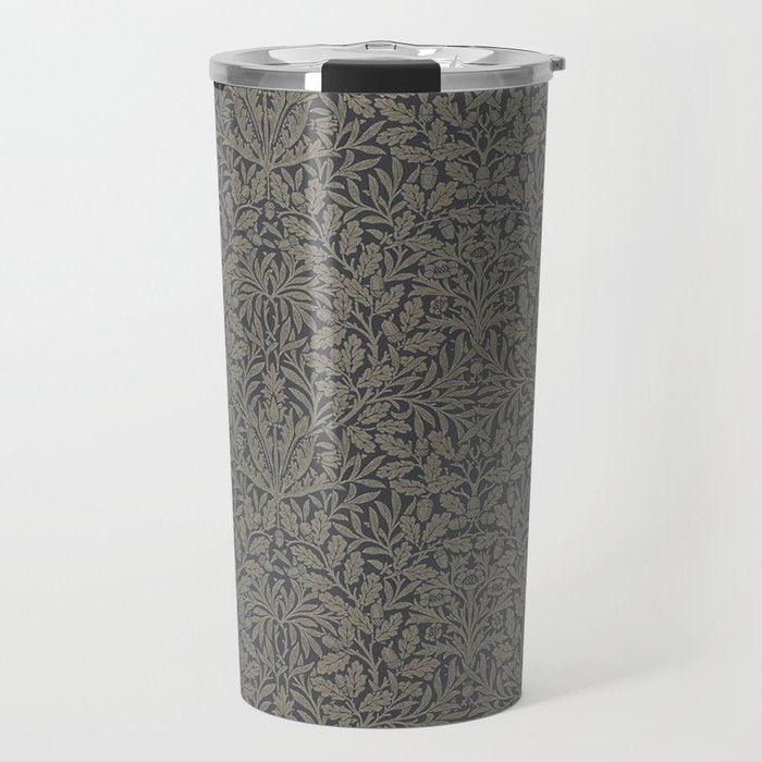 William Morris Acorn Pure Charcoal Gilver Travel Mug Gallery Image 1