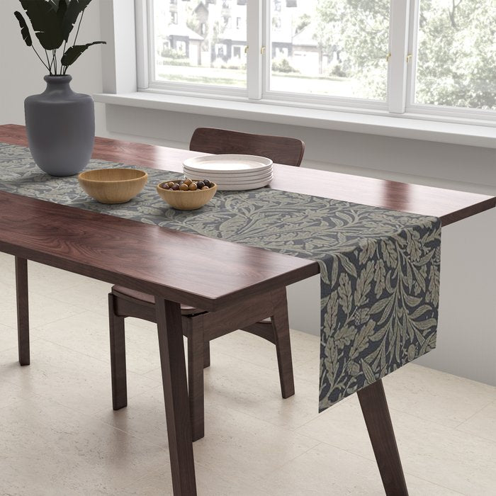 William Morris Acorn Pure Charcoal Gilver Table Runner Gallery Image 2