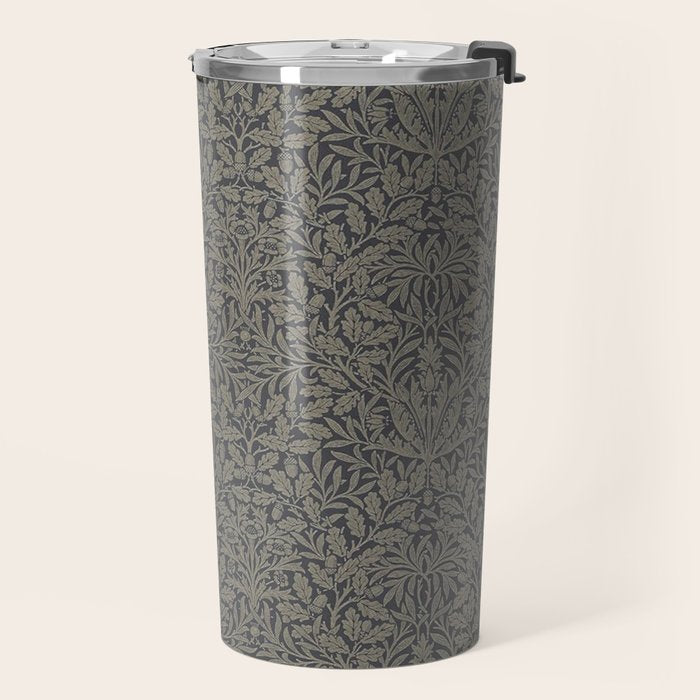 William Morris Acorn Pure Charcoal Gilver Travel Mug Gallery Image 2