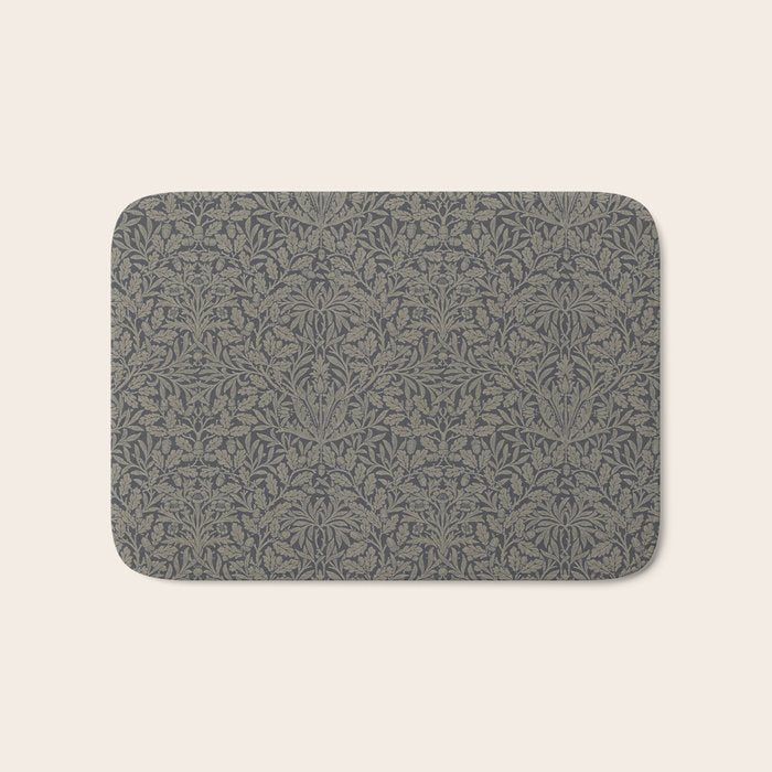 William Morris Acorn Pure Charcoal Gilver Bath Mat Gallery Image 1