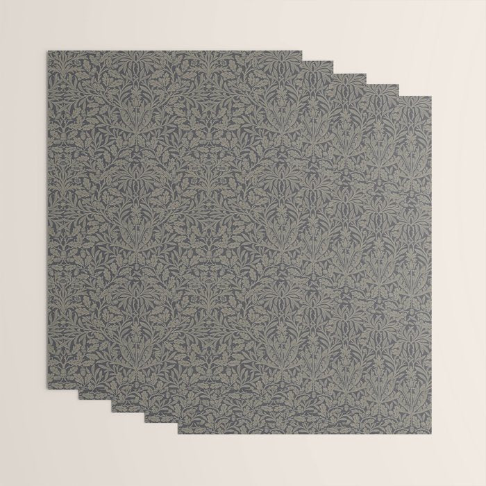William Morris Acorn Pure Charcoal Gilver Wrapping Paper Gallery Image 3