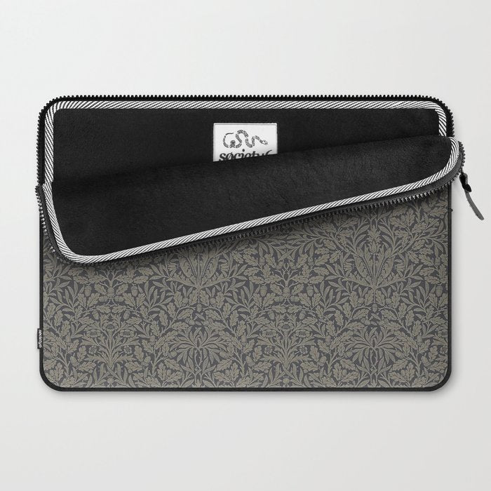 William Morris Acorn Pure Charcoal Gilver Laptop Sleeve Gallery Image 2