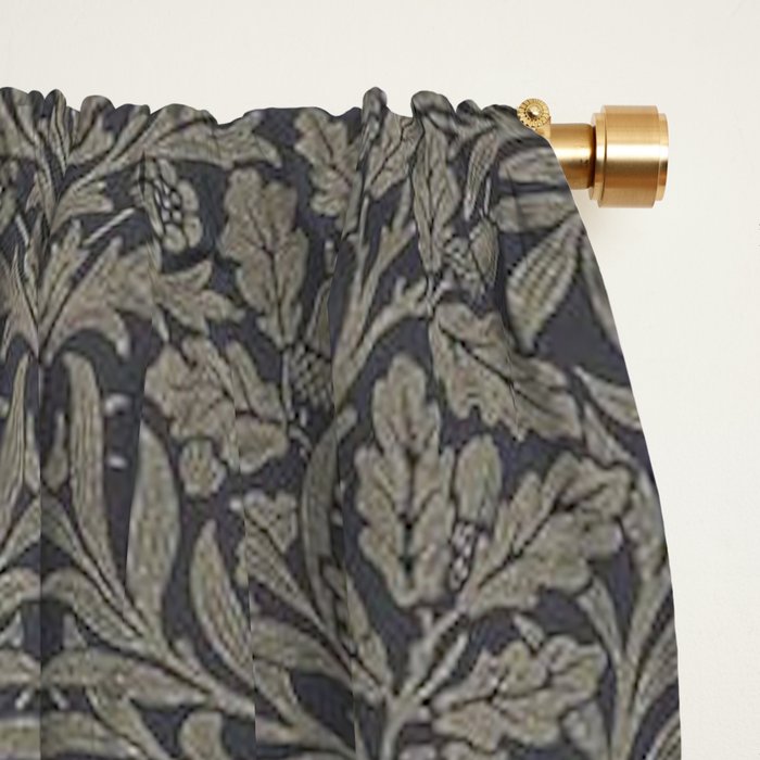 William Morris Acorn Pure Charcoal Gilver Window Curtain Gallery Image 2