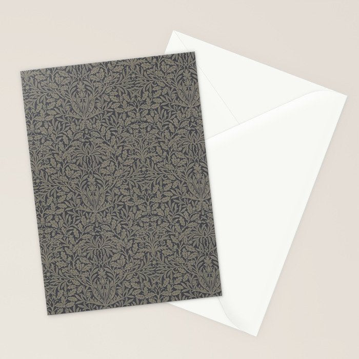 William Morris Acorn Pure Charcoal Gilver Stationery Card Gallery Image 2