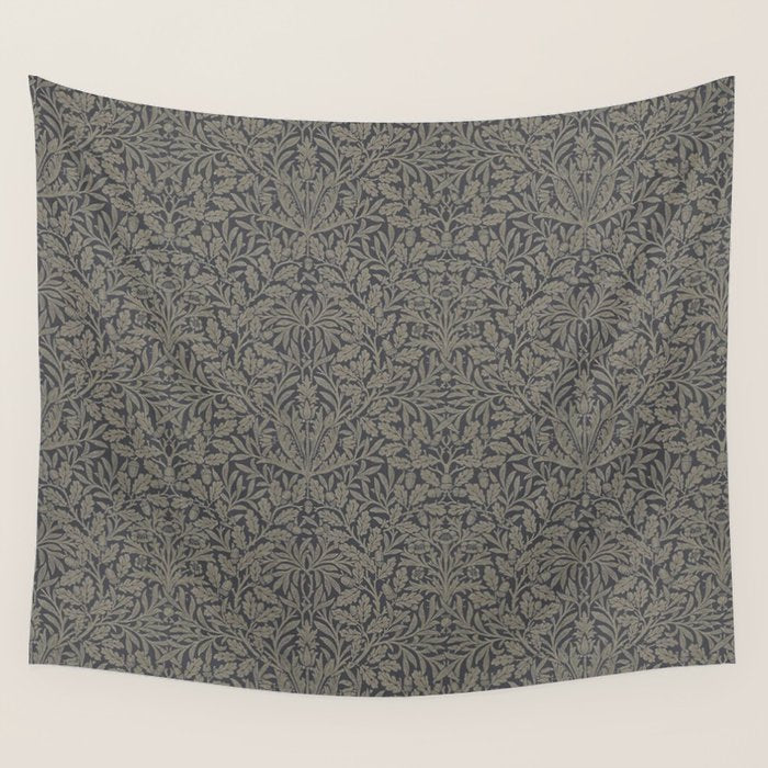 William Morris Acorn Pure Charcoal Gilver Wall Tapestry Gallery Image 4