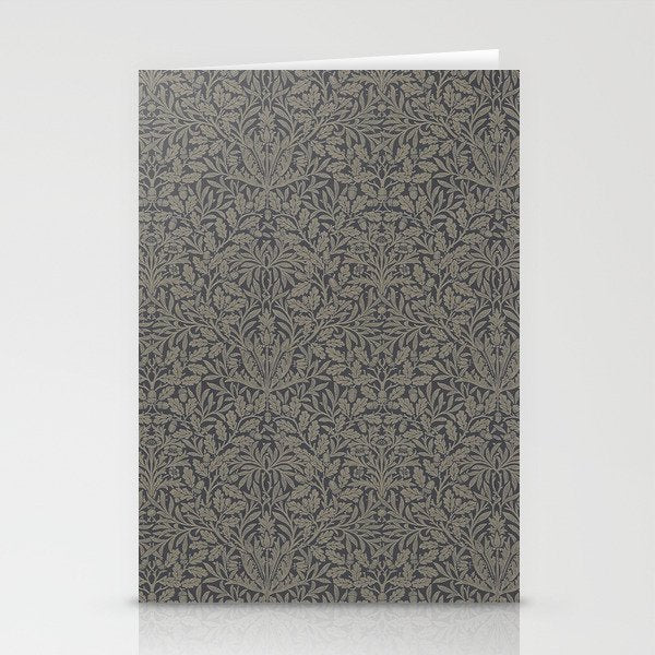 William Morris Acorn Pure Charcoal Gilver Stationery Card Gallery Image 2