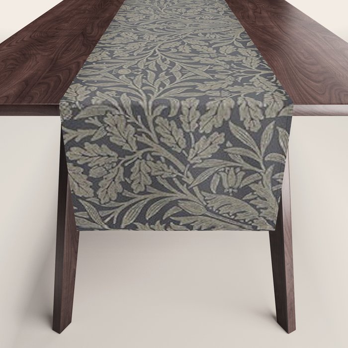 William Morris Acorn Pure Charcoal Gilver Table Runner Gallery Image 1