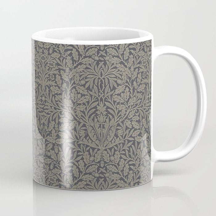 William Morris Acorn Pure Charcoal Gilver Coffee Mug Gallery Image 1