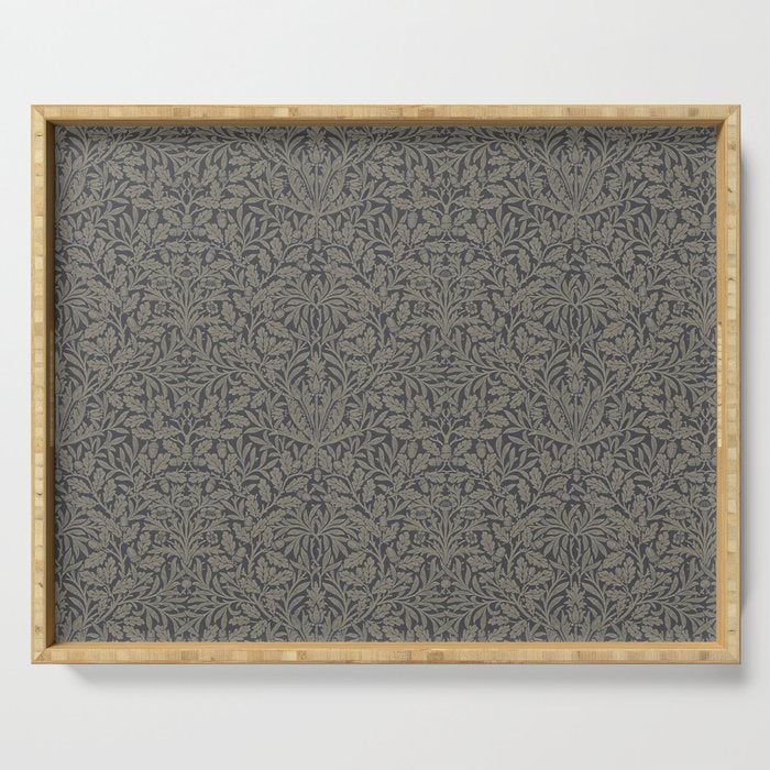William Morris Acorn Pure Charcoal Gilver Serving Tray Gallery Image 1