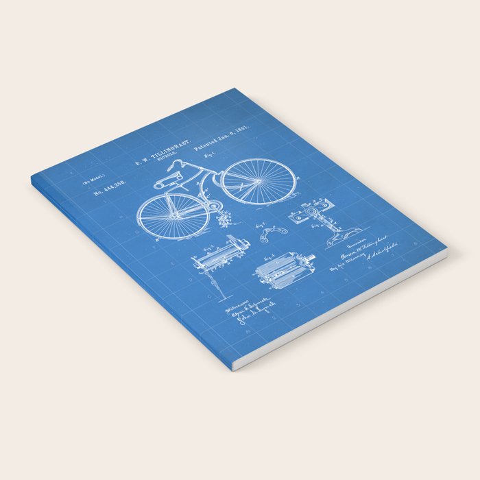 Bicycle Patent - Cyclling Art - Blueprint Notebook Gallery Image 2