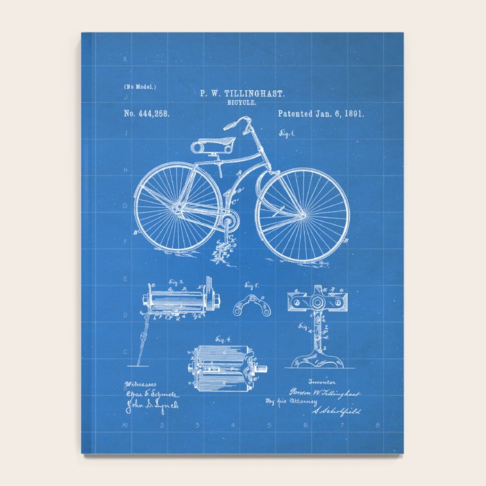 Bicycle Patent - Cyclling Art - Blueprint Notebook Gallery Image 4