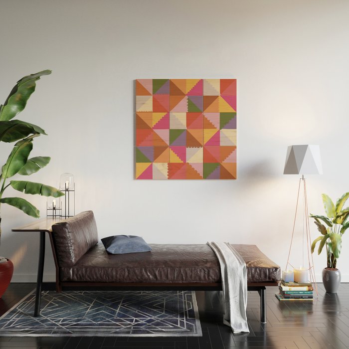 Pink triangles Wood Wall Art Gallery Image 2