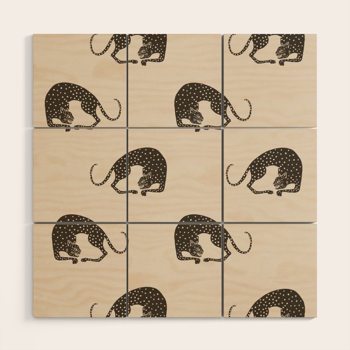 Blockprint Cheetah Wood Wall Art Gallery Image 1