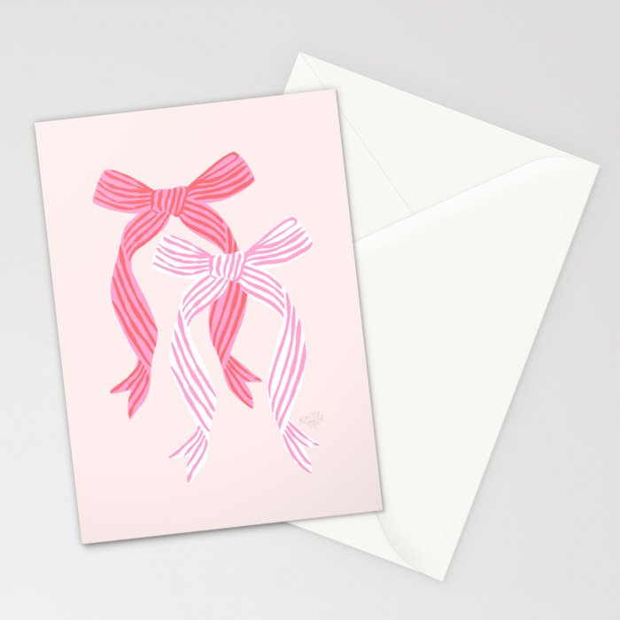 Striped Bows in Pinks Stationery Card Gallery Image 2